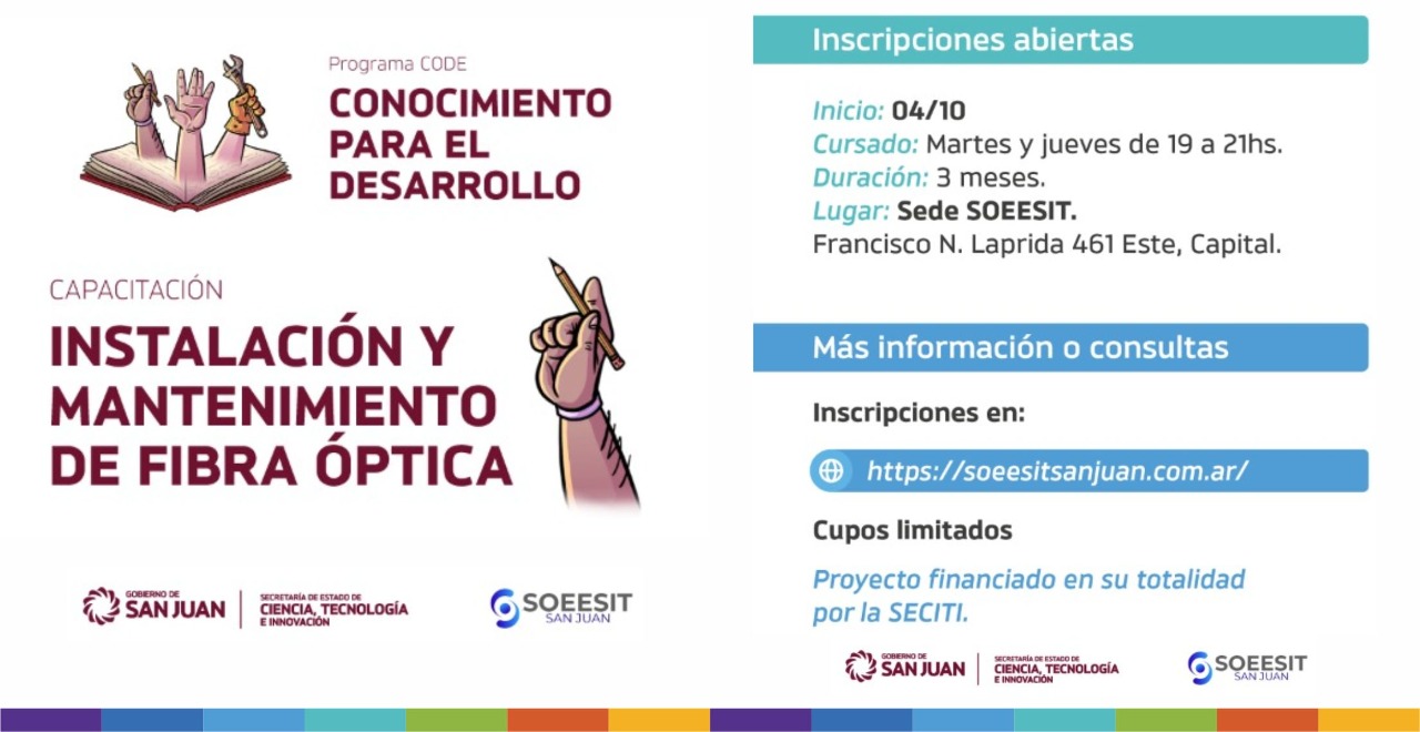 Desde La SECITI estamos financiando capacitación de oficios vinculados a nuestras plataformas estratégicas