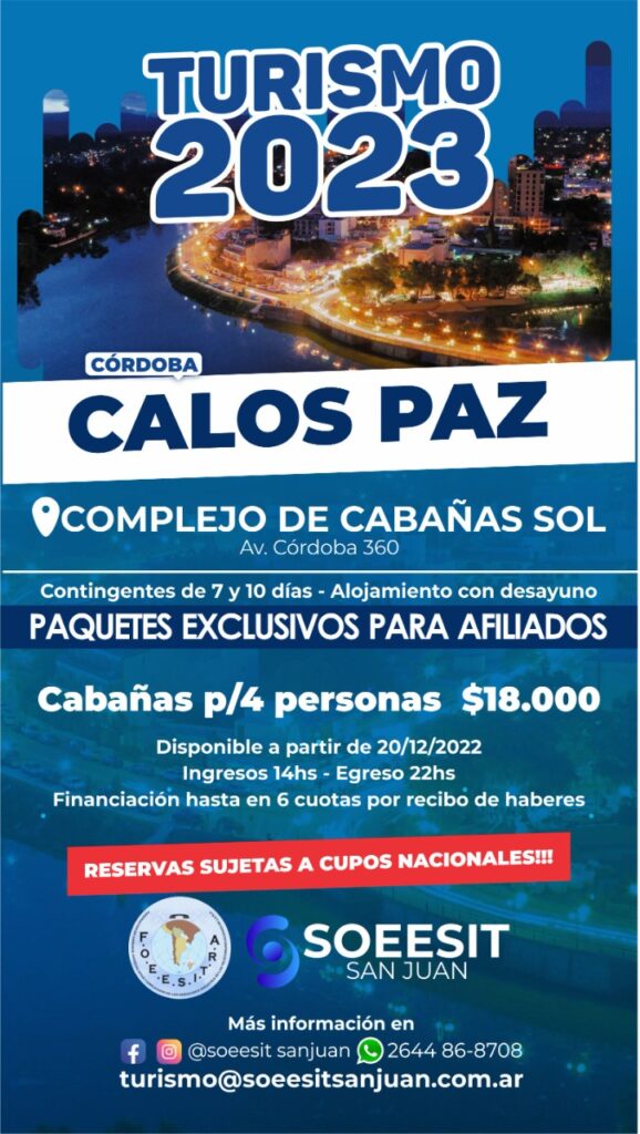 turismo 2023 carlos paz cabañas de sol